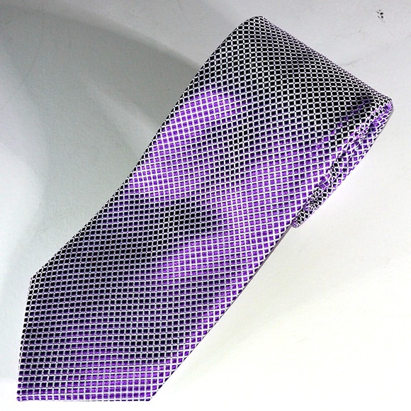 ARROW Mens Silk Purple Micro Check Pattern Formal 58" Length - Picture 1 of 8